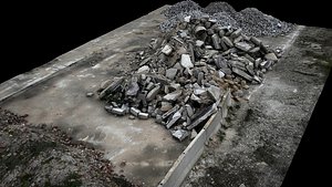 3D ruins ground debris construction-site photogrammetry model