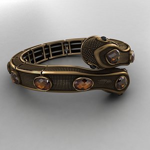 3d antique gold snake bracelet model
