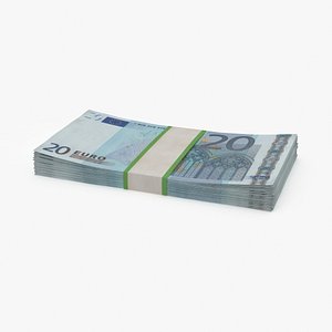3d 20 euro bill pack model