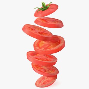 3D Sliced Tomato in the Air