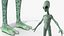 green alien rigged 3D
