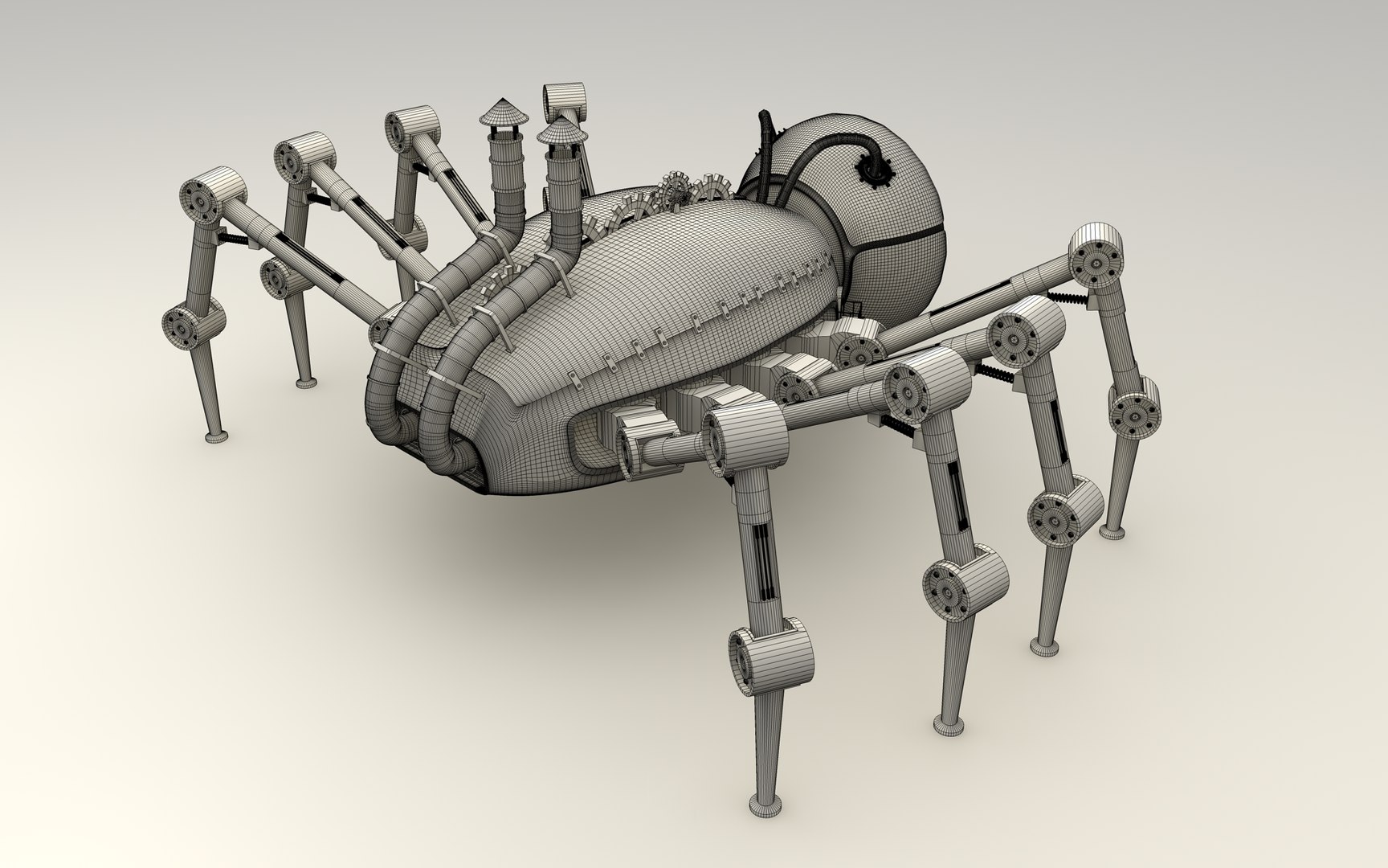 3dsmax Steampunk Spider Robot