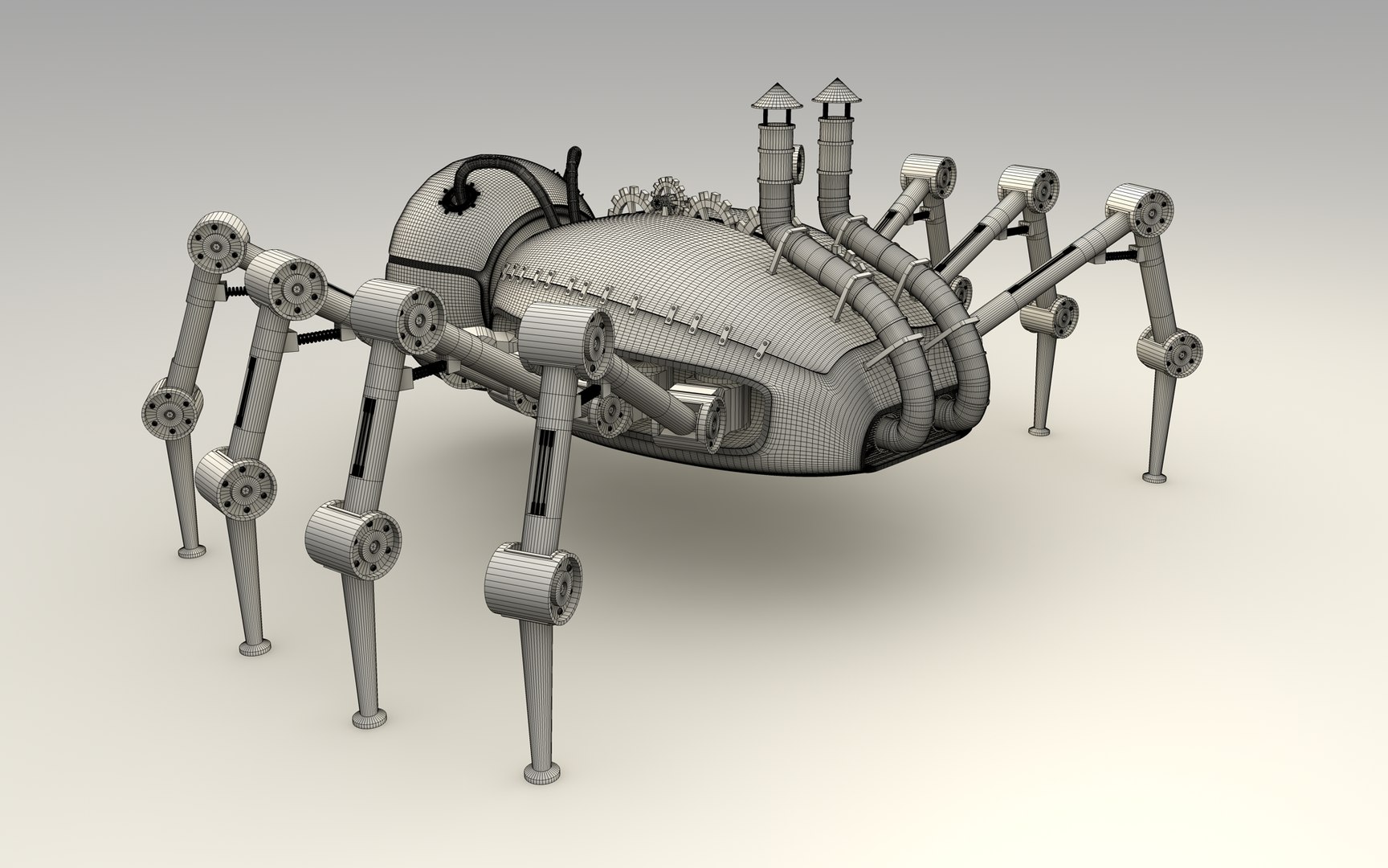 3dsmax Steampunk Spider Robot