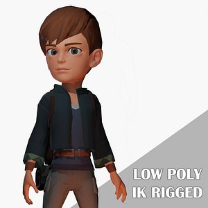 Stylized adventurer boy cartoon character 3D model