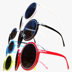 Eyewear Round Plastic Sunglasses 3D model pack