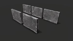 Damaged Concrete Walls 3D model