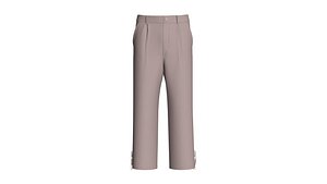 3D Men Taupe Pleated Lace Up Pant