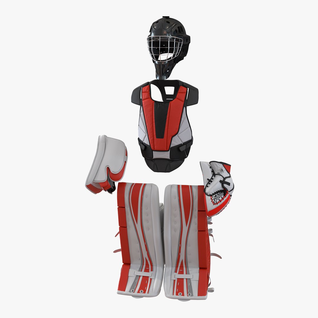 Hockey Goalie Protection Kit Generic Red 2 3D model preview