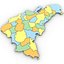 Mapa político 3D da República Dominicana