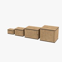 Cargo Crate Set - Wooden Shipping Crates 4 Sizes