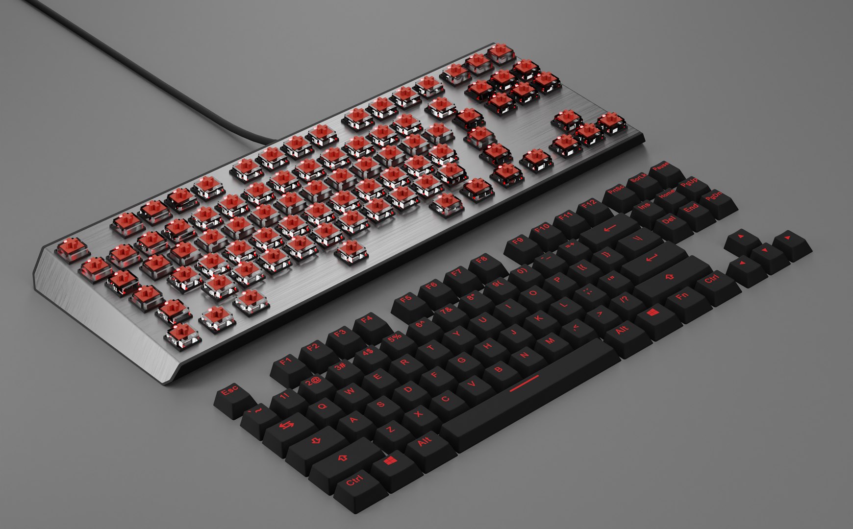 Mechanical Keyboard Coolermaster Metal Base Red Switches Model ...
