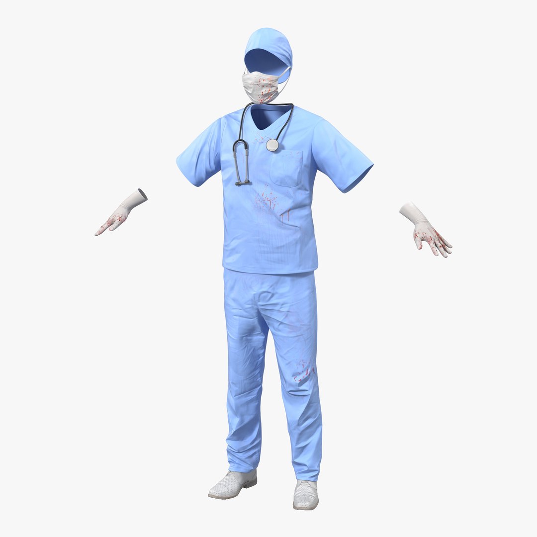 Surgeon Dress 13 with Blood 3D model preview