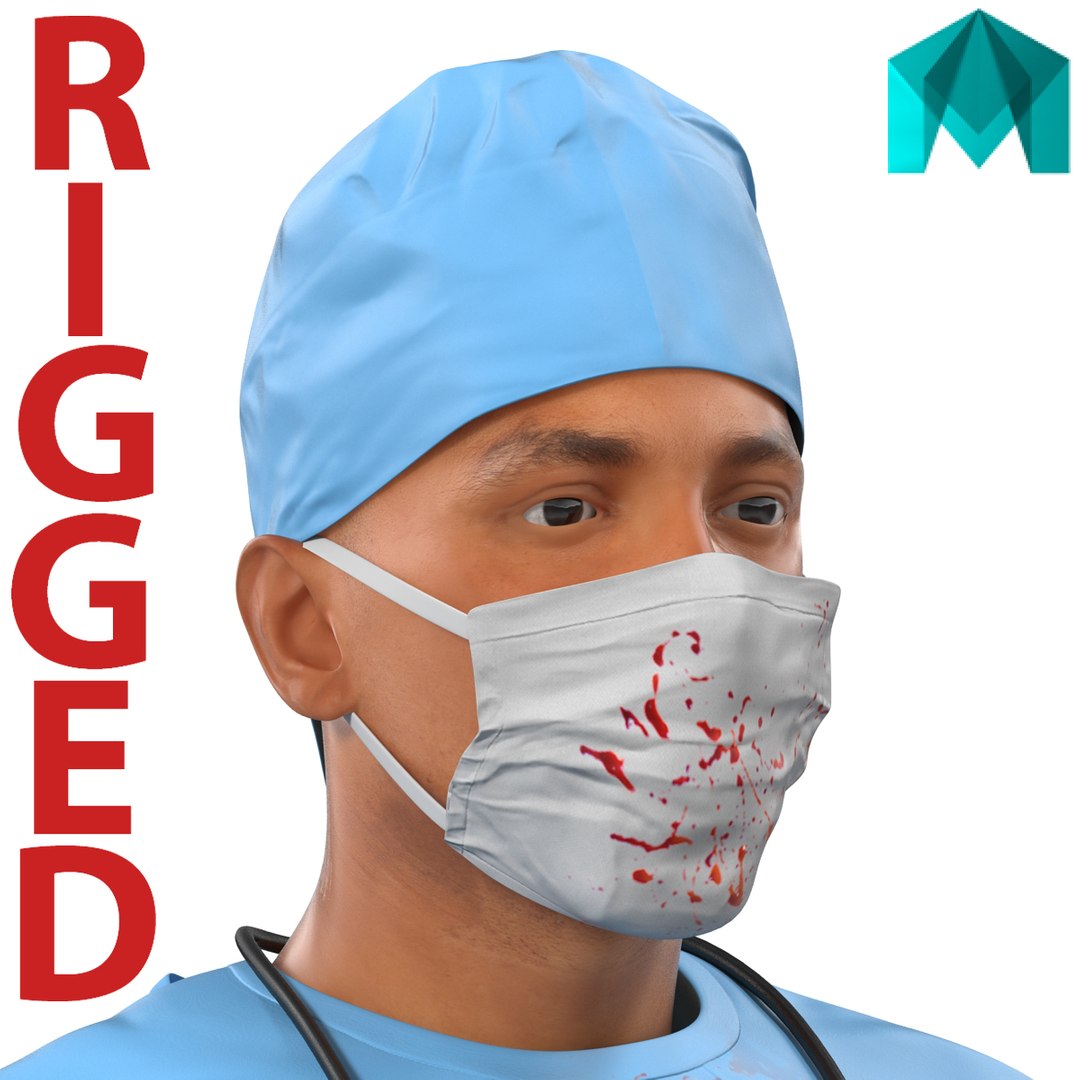 Male Surgeon Mediterranean Rigged 3 for Maya 3D model preview