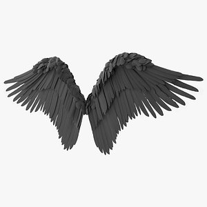 3D Feathered Angel Wings Black