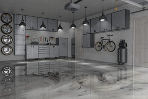 3D Modern Car Garage Workshop Interior 3D Model