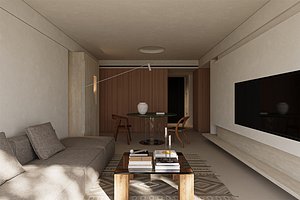 Modern living room dining room 3D