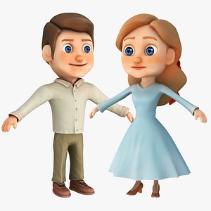 Cartoon Mother and Father 3D model