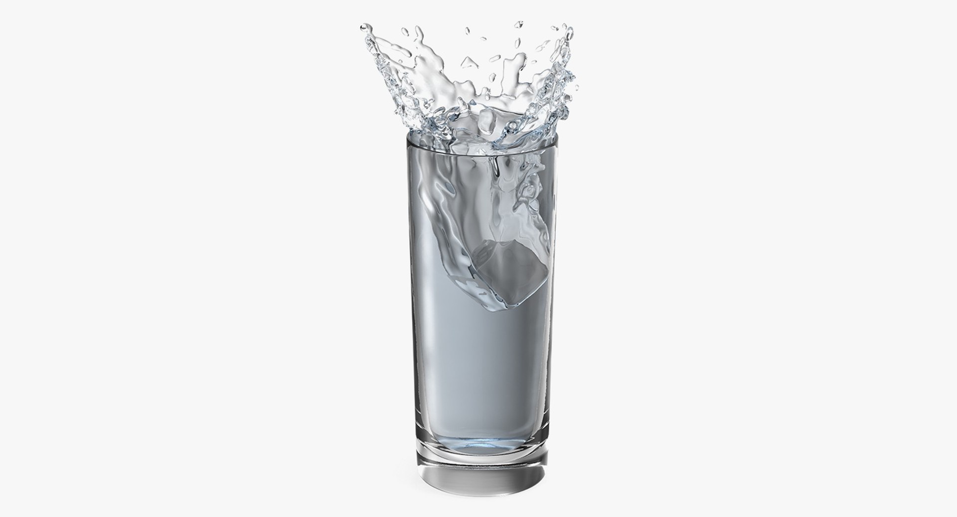 Ice Cube Water Splash in Cocktail Glass 3D model preview