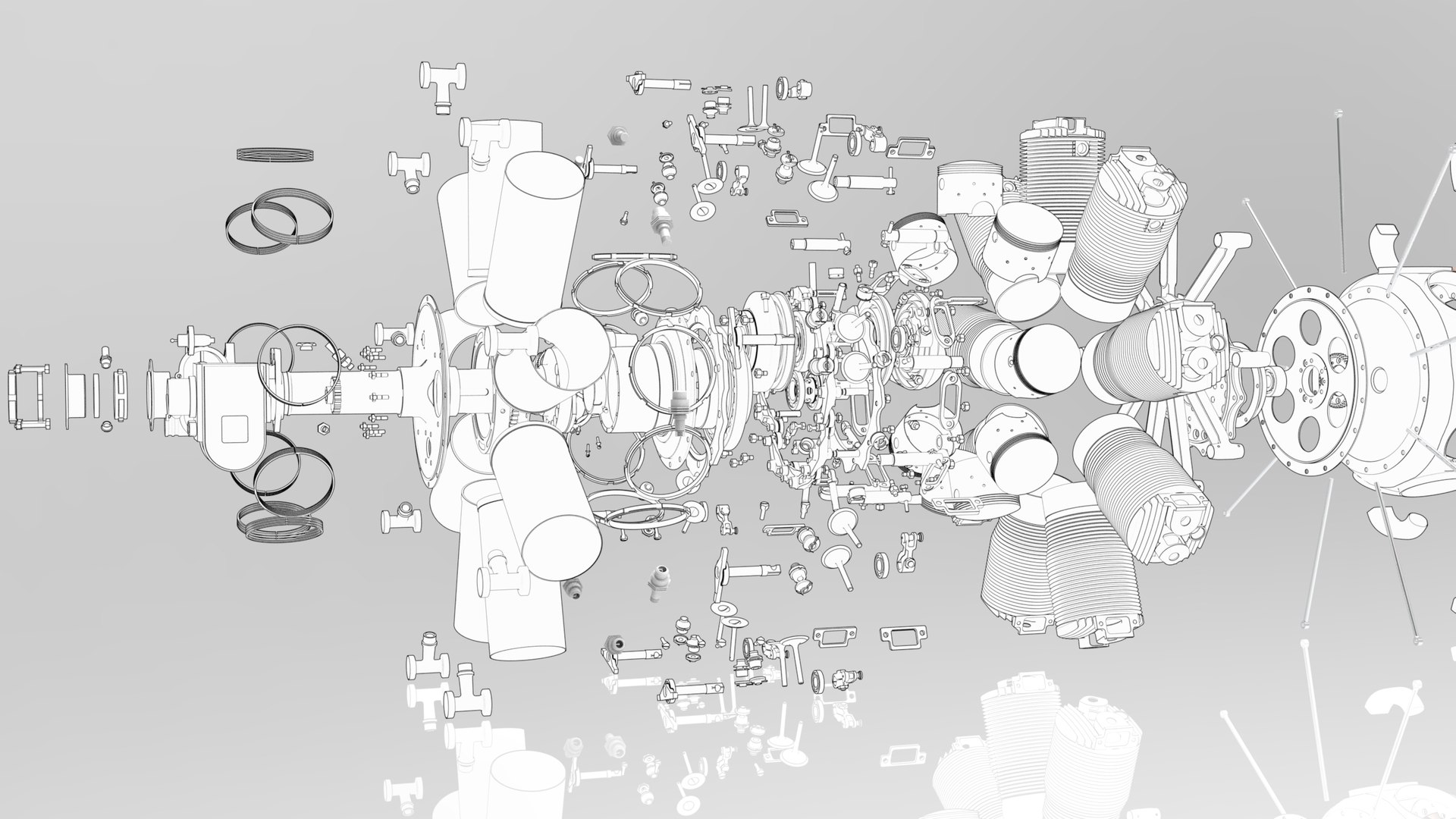 Bleriot Engine Le Rhone Engine 3D - TurboSquid 1946438