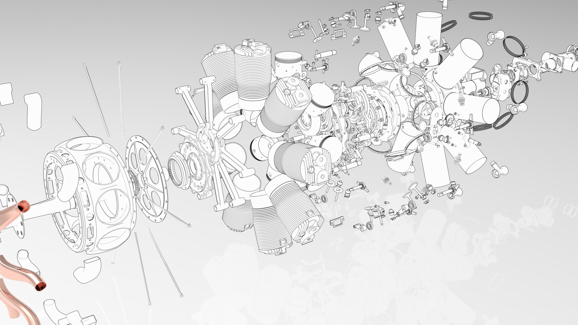 Bleriot Engine Le Rhone Engine 3D - TurboSquid 1946438
