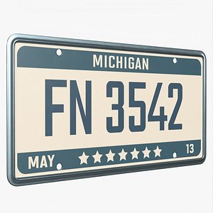 3D Michigan License Car Plate 2013