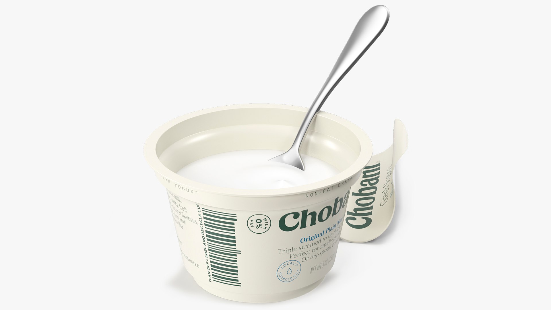 Chobani Greek Yogurt Cup with Spoon White 3D model preview