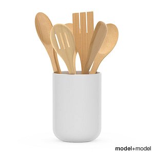 Kitchen wooden tools in a cup