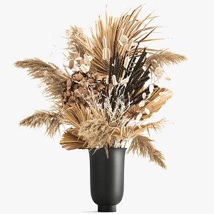 3D Bouquet of dried flowers in a vase 176