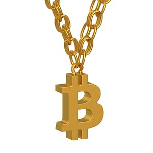 3D model Bitcoin Gold Pendant Necklace 01
