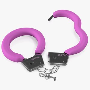 unfastened steel pink handcuffs 3D model