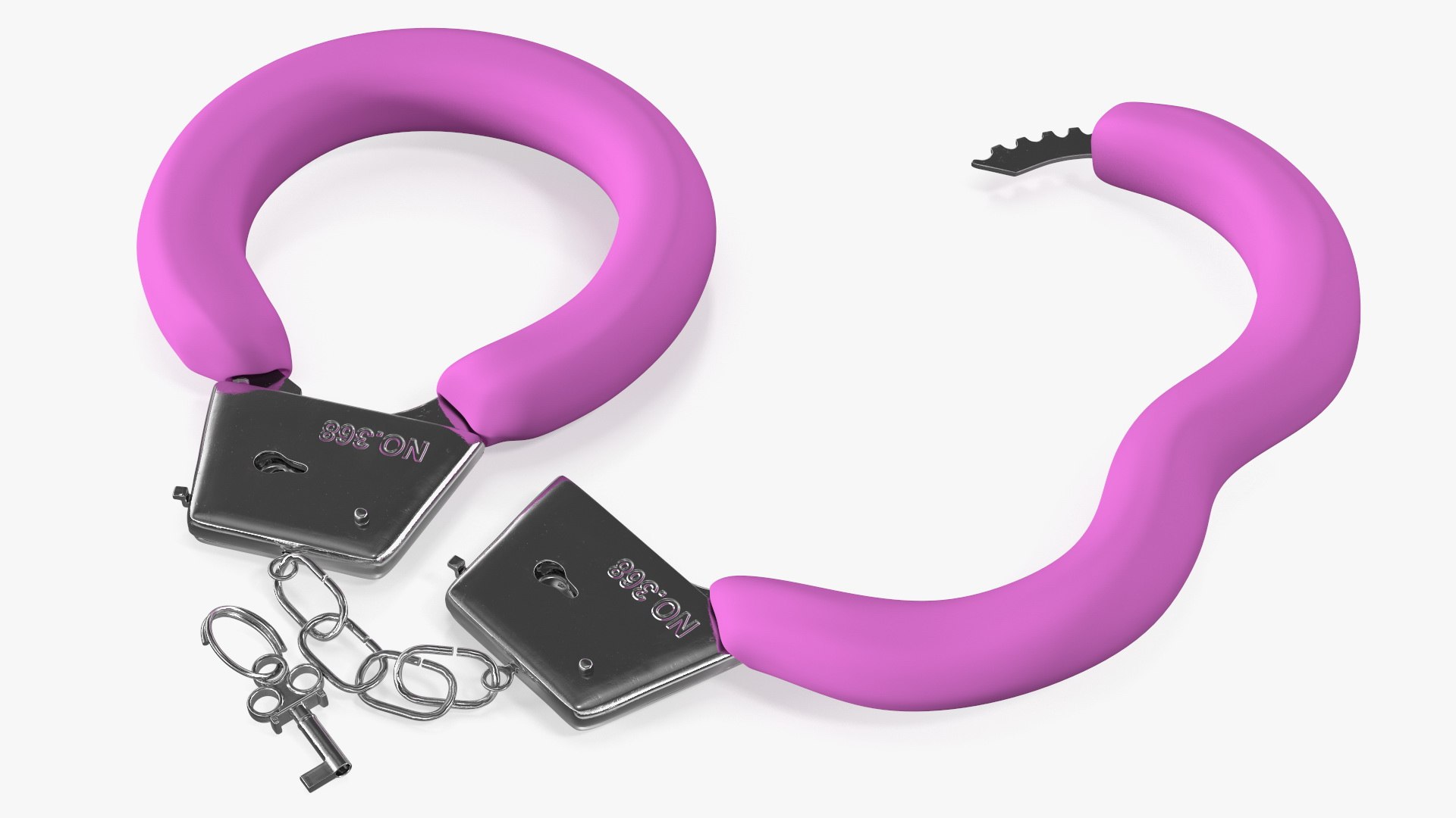 Unfastened Steel Pink Handcuffs 3D model preview