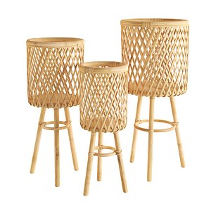 3D Rattan Standing Planter model