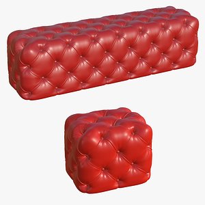 Leather Chesterfield Ottoman And Bench Sofa