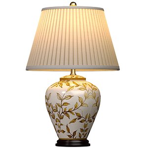 3D Leaves Brown Chinese Gold Nightstand European Table Lamp 3D model