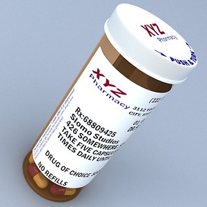 prescription bottle pill script 3d model