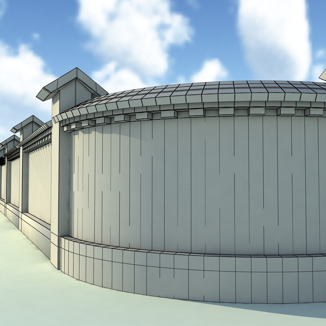 Brick Fence Wall Gate 3d Model