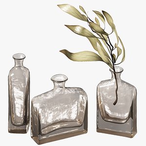 Decorative Glass Vases Twig with leaves Frosted relief glass 3D