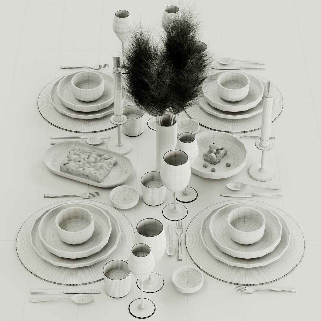 3D Tableware Set 01 Table Setting - TurboSquid 2224586