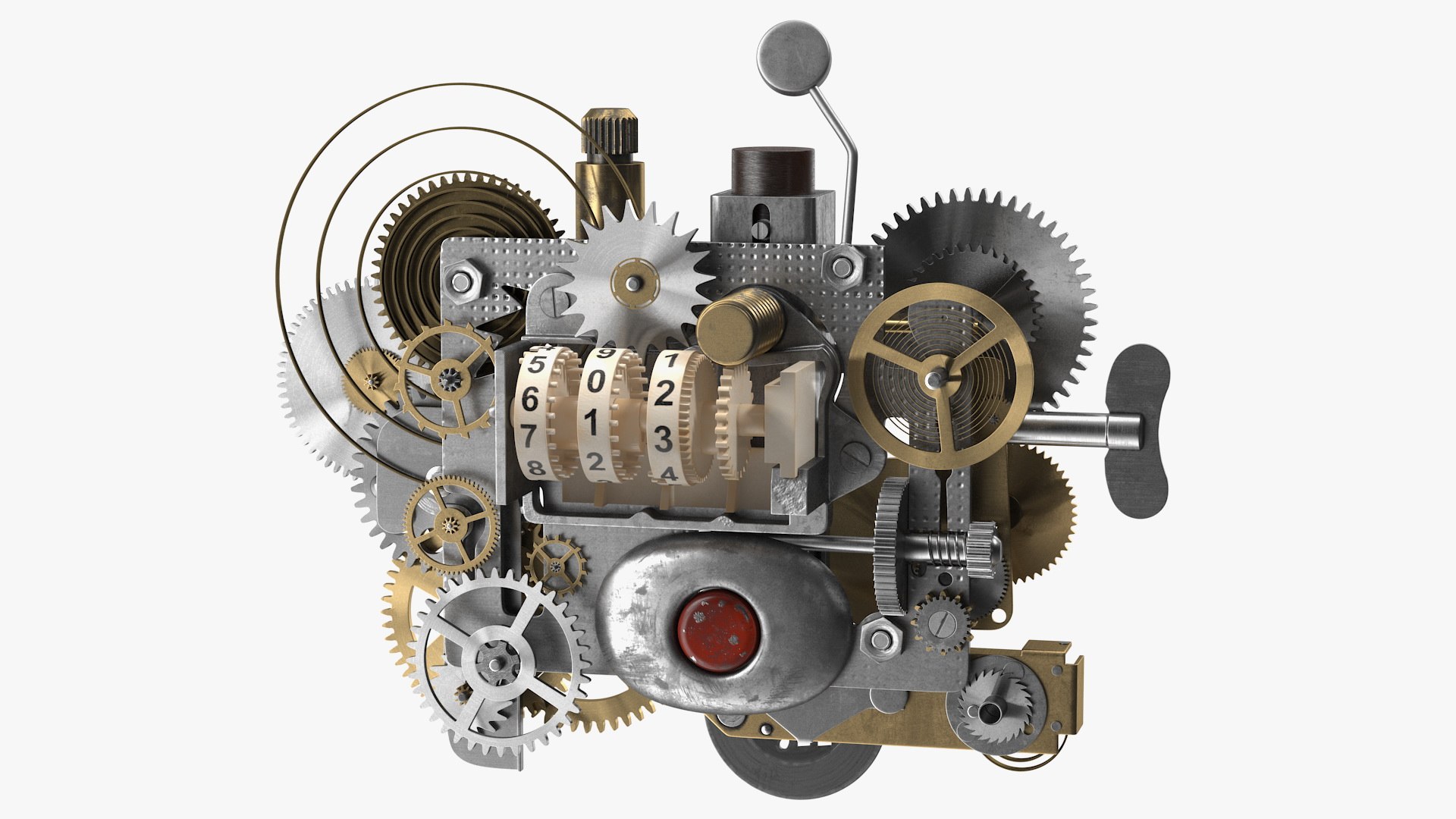 Clockwork Gear with Counter Mechanism Mixed 3D model preview