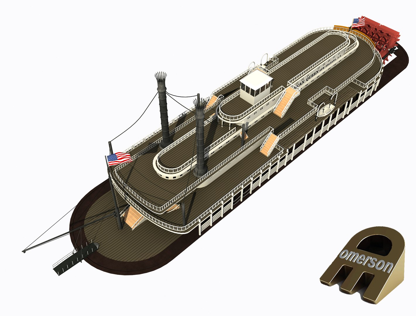 Historic paddle river boat 3D model - TurboSquid 1172844