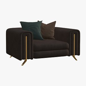 3D Realistic Leather Sofa Single