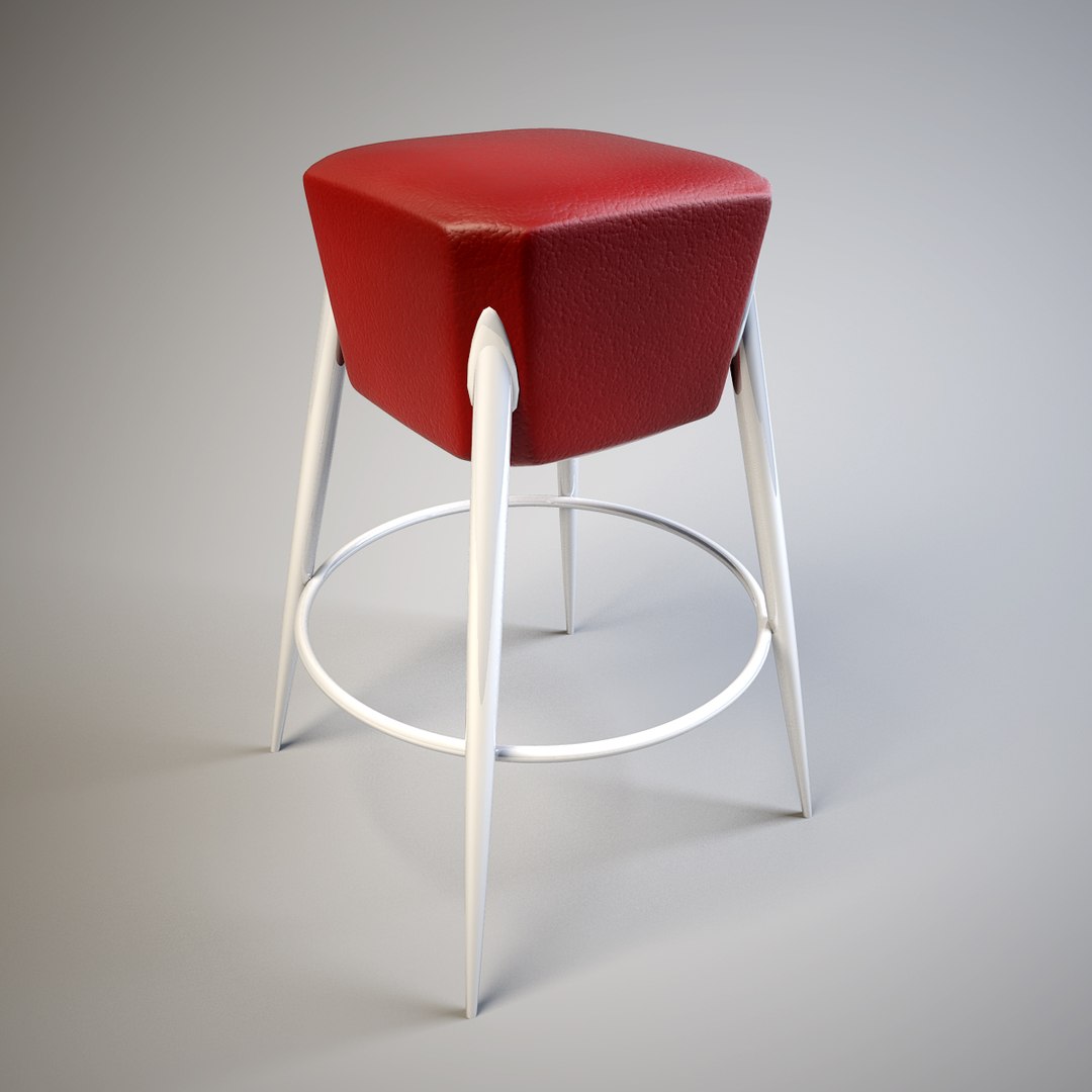 3d Red Leather Bar Chair