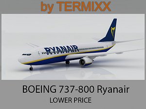 3d model airplane boeing 737-800 ryanair