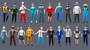 3D Cartoon characters 3 professions