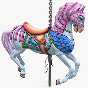 carousel horse pink 3D