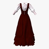 Elegant Aristocrat High Waist Corset Long Skirt Dress Outfit