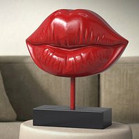 Modern Lips Art Sculpture Red