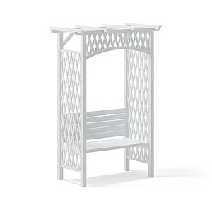 white garden pergola bench 3D model