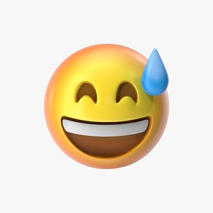 3D emoji 7 grinning face model
