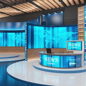 tv studio news 3d model